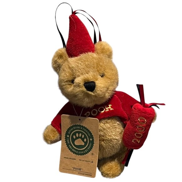 Boyds Bears & Friends Pooh Ornament Red Hats & Robes 2000 NWT - Picture 1 of 4
